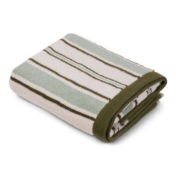 Shoreham Stripe Bath Towel, Sage Botanical Green