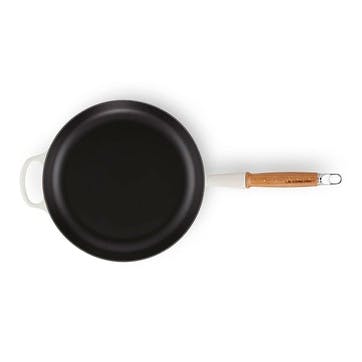 Signature Cast Iron Frying Pan with Wooden Handle, 28cm, Meringue