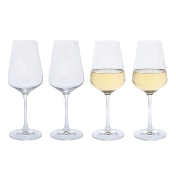 Cheers Set of 4 White Wine Glasses, 350ml, Clear
