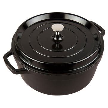 Non-Stick Dutch Oven Casserole Dish with Lid 28cm/6.6L, Black