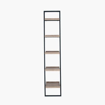Gallery 5 Shelf Ladder Unit, Natural Wood Veneer and Black
