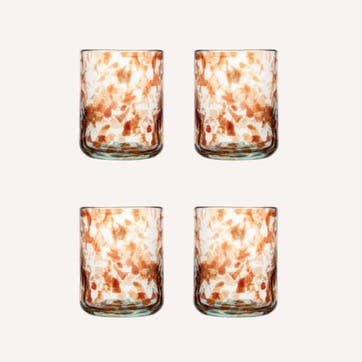 Oro Set of 4 Hand Made Glass Tumblers H11cm, Brown