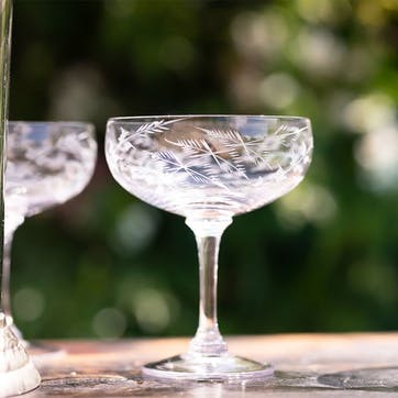 Ferns Set of 4 Crystal Cocktail Glasses 210ml, Clear