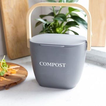 Natural Elements Eco-Friendly Bamboo Fibre Compost Bin, Grey