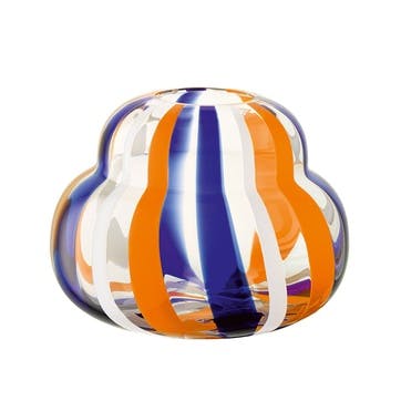 Folk Vase H19cm, Blue/Orange/White