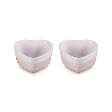 Heart Set of 2 Ramekins, Shell Pink