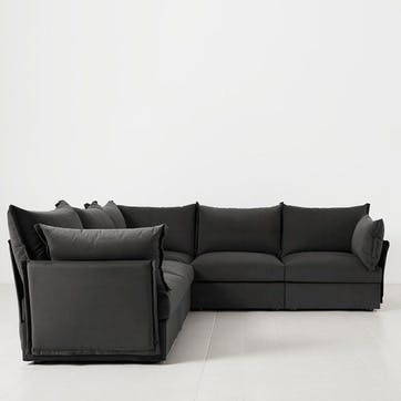 Model 06 Velvet Corner Sofa, Charcoal