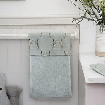 Boxing Hares Roller Hand Towel, Duck Egg Grey