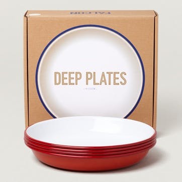 Deep Plates Set of Four, Postbox Red
