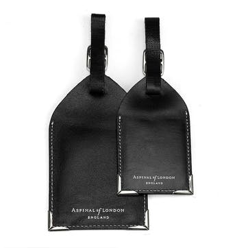 Set of 2 Luggage Tags, Smooth Black