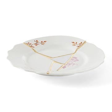 Dessert plate, 21cm, Seletti, Kintsugi - No1, white/gold