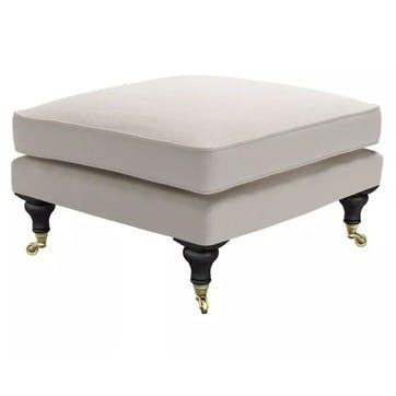 Bluebell Footstool, Medium Square, Taupe Brushed Linen
