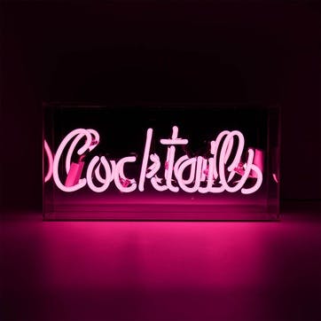 Neon Box Cocktails Glass Sign H38 x W19cm, Pink