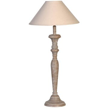 Grey Wash Wooden Lamp with Shade