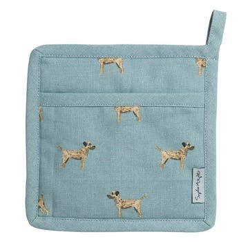 Border Terrier Pot Grab , Teal, Taupe, Brown