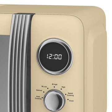 Retro 800W Digital Microwave, Cream