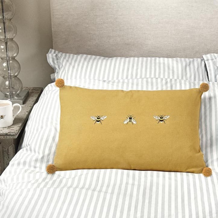 'Bees' Embroidered Cushion