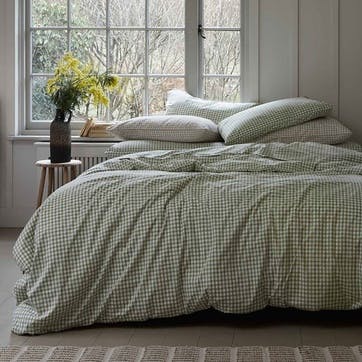 Gingham Check Duvet Cover Double, Pear