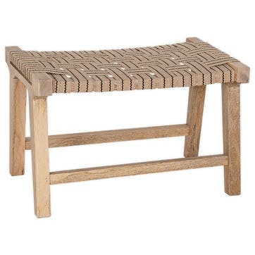 Nish Mango Wood & Jute Strap Stool, Natural