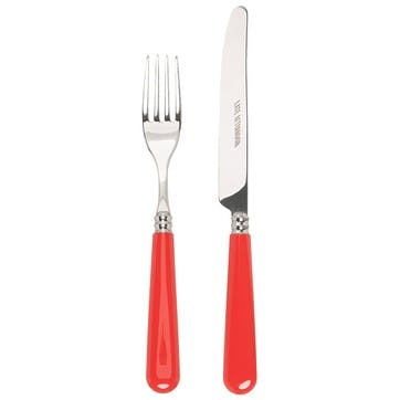 Knife and Fork Set, Classic Red