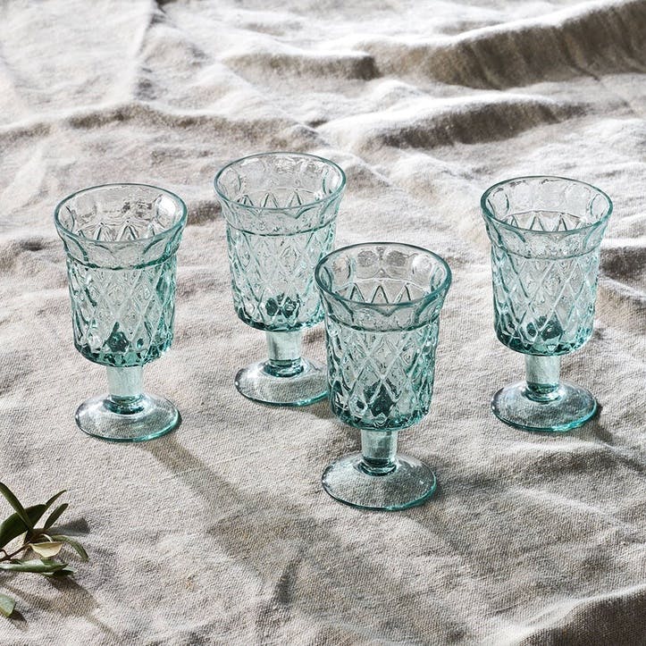 Karala Set of 4 Recycled Glass Wine Glasses, Clear