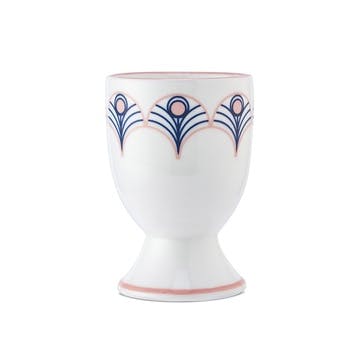 Peacock Egg Cup H6.5cm, Blue & Blush Pink