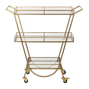 3 Tiered Drinks Trolley 91 x 90 x 39cm, Gold