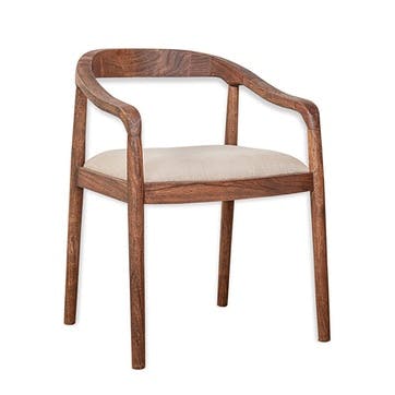 Anbu Acacia Upholstered Dining Chair, Washed Walnut