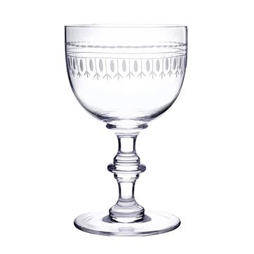 Oval Set of 4 Patterned Crystal Wine Goblets 250ml, Clear