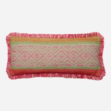 Andrew Martin Rectangular Fringe Cushion, 28 x 61cm, Pink