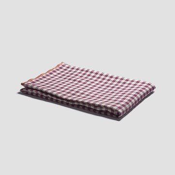 Gingham Linen Tablecloth 150 x 250cm, Berry