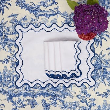 Marni Set of 4 Placemats, L45 x W36cm, Blue &  White