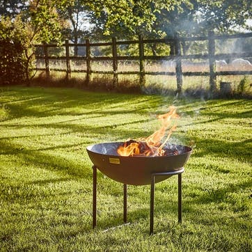 Outdoor Cast Iron Firebowl On Stand, W57cm, Rust