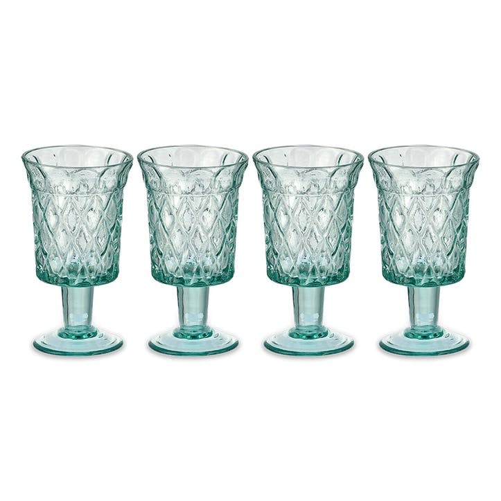 Karala Set of 4 Recycled Glass Wine Glasses, Clear