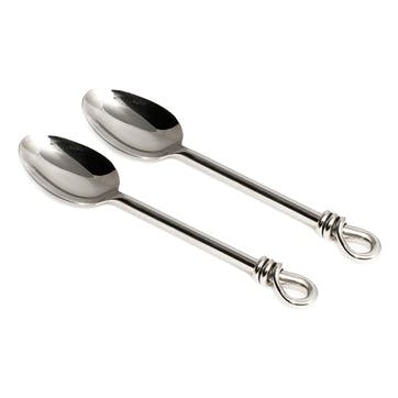Pair of Polished Knot Medium Serving Spoons