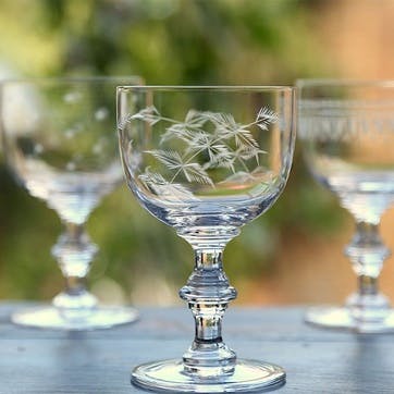Fern Set of 4 Patterned Crystal Wine Goblets 250ml, Clear