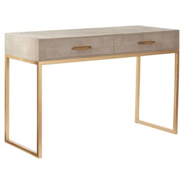 Lantau Faux Shagreen & Gold Dressing Table, Taupe