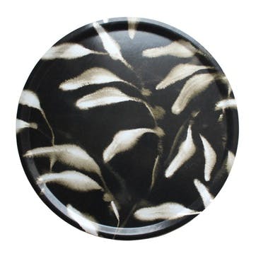 Amongst Round Large Birchwood Tray D45cm, Gold Black