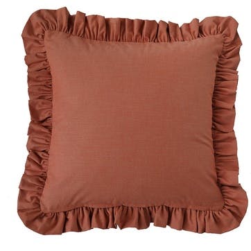 Ruffled Candy Cotton Cushion, 54 x 54cm, Two Tone Casis/Morello
