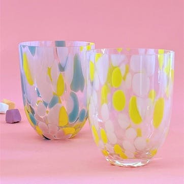 Big Confetti Set of 6 Tumblers 200ml, Rosa, Yellow & Turquoise