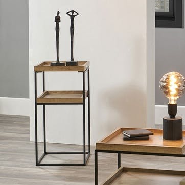 Gallery Side Table, Natural Wood Veneer and Black