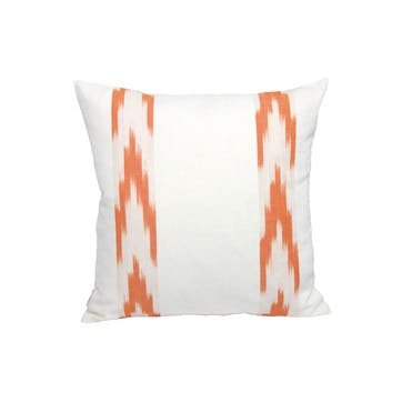 Sunset Ikat Hand Made Cushion 40 x 40 cm, Orange / White
