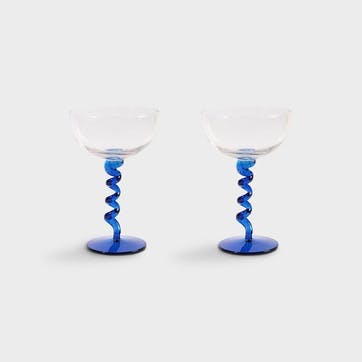 Spiral Set Of 2 Coupe Glasses, 200ml, Blue