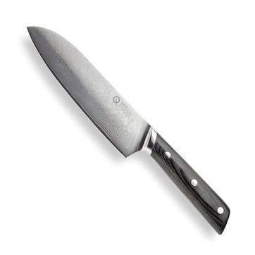 Q50 Series Damascus Steel Santoku Knife 17cm, Black