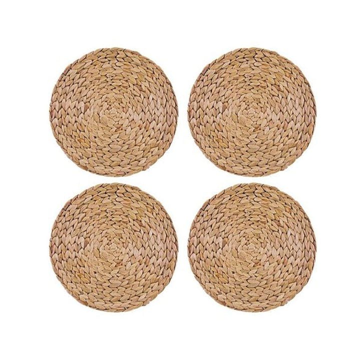 Water Hyacinth Set of 4 Round Placemats D30cm, Natural