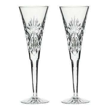 Kintyre Set of 2 Champagne Flutes 170ml, Clear