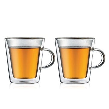 Canteen Double Walled Set of 2 Medium Mugs 200ml, Clear