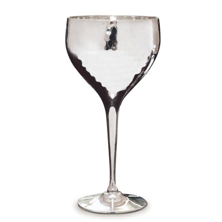 Pair Of Silver Plated Hammered Wine Goblets