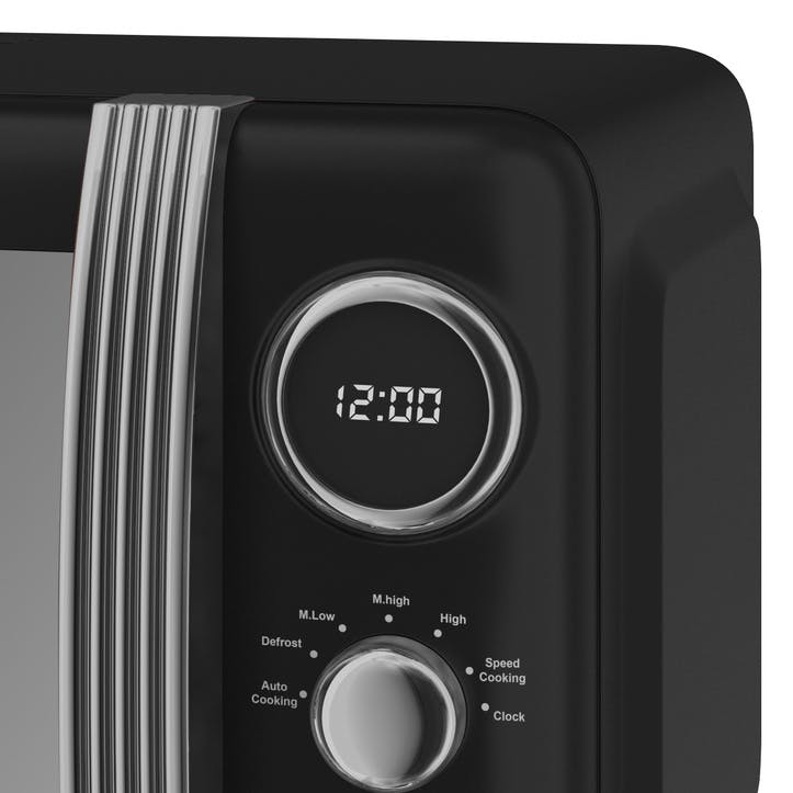 Retro 800W Digital Microwave, Black