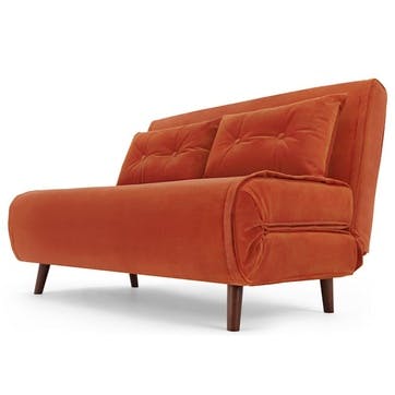 Haru Sofa Bed - Double; Flame Orange Velvet